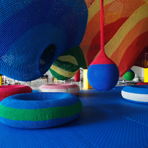 Радужная вязаная сетчатая крытая игровая площадка оборудование с сотовыми шариками для качелей мягкое развлечение для парка развлечений или школы - Product Image 6