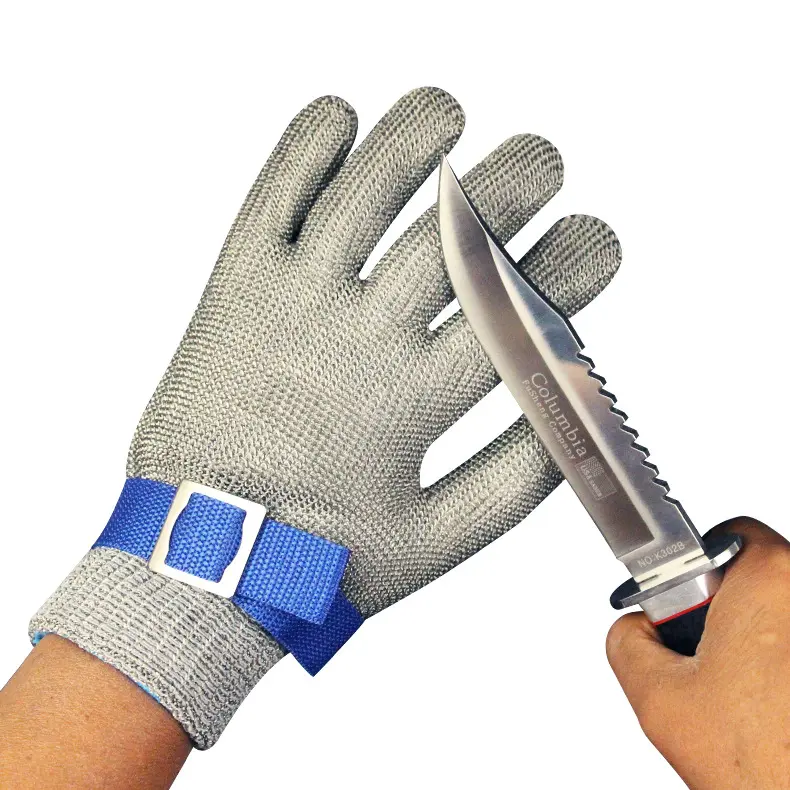 Guantes de malla de alambre para corte de carne, de acero inoxidable, anticorte