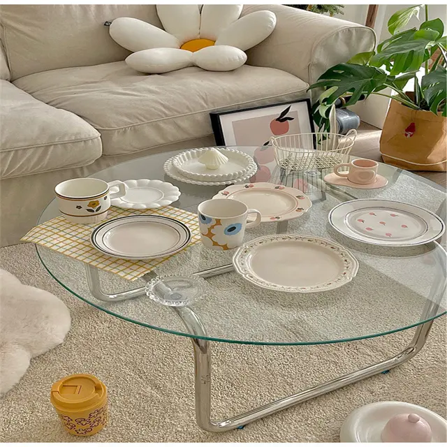 10mm yuvarlak yemek temizle masa temperli/sertleştirilmiş/güvenlik camı için oturma odası masası