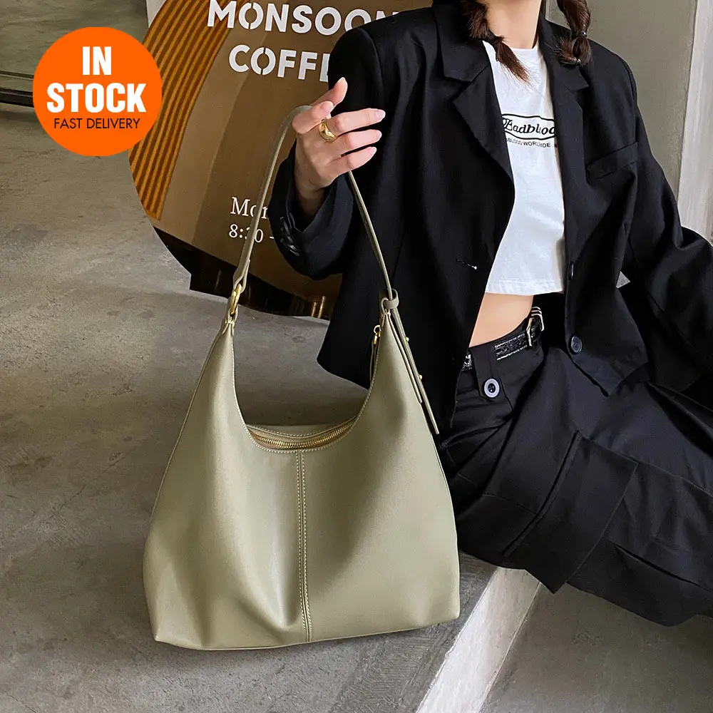 Fornecedor atacado em estoque 2024 novas bolsas vintage moda couro genuíno personalizado sacolas de ombro com logotipo