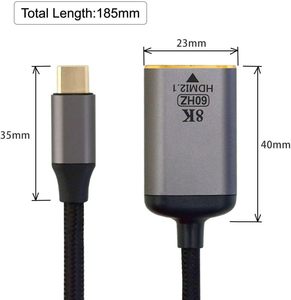 Pantalla de cable hembra de fuente de a HDMI, pantallas de monitor 8K 60HZ UHD 4K, adaptador macho tipo C a HDMI hembra - Product Image 6