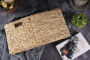 XH Kệ Lục Bình Dưới Nước Tự Nhiên Dệt Hình Vuông Gấp Được 12 Inch Giỏ Đựng Đồ Hộp Đựng Đồ Giặt Có Thể Gấp Gọn - Product Image 4