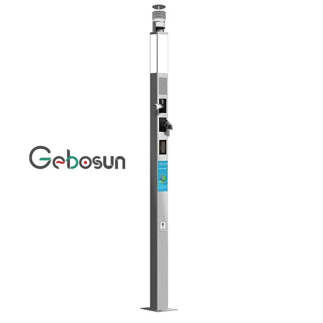 Gebosun portatile di ricarica smart pole led lampione per esterni in città intelligenti