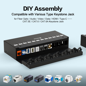 Nuevo panel de conexión directo patentado de fibra Rj45 de 1U y 12 puertos con insertos modulares y gestión de cables - Product Image 5