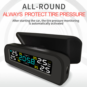 Universal TPMS inalámbrico de control de presión de sistema de energía Solar reloj LCD Display 4 Sensor externo de los sensores de presión - Product Image 3