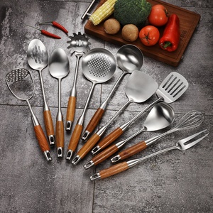 304 Thép Không Gỉ Nhà Bếp Lớn Nấu Ăn Công Cụ Súp Múc Turners Bao Gồm Thìa Chiên Xẻng Khoai Tây Báo Chí Canning-Kim Loại - Product Image 1