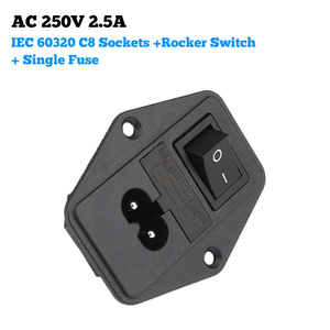 LZ-8-F5 ปลั๊กไฟ AC และซ็อกเก็ต C8 พร้อม 4-Pin เปิด/ปิดฟิวส์สวิตช์สีแดง Snap-In ปลั๊กไฟ 3-in-1 ปลั๊กไฟ AC สกรูเมาท์ - Product Image 3