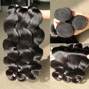 Precio al por mayor hueso recto 100% crudo camboyano paquetes de cabello humano cuerpo suelto onda suave sedoso Color Natural cabello virgen a granel