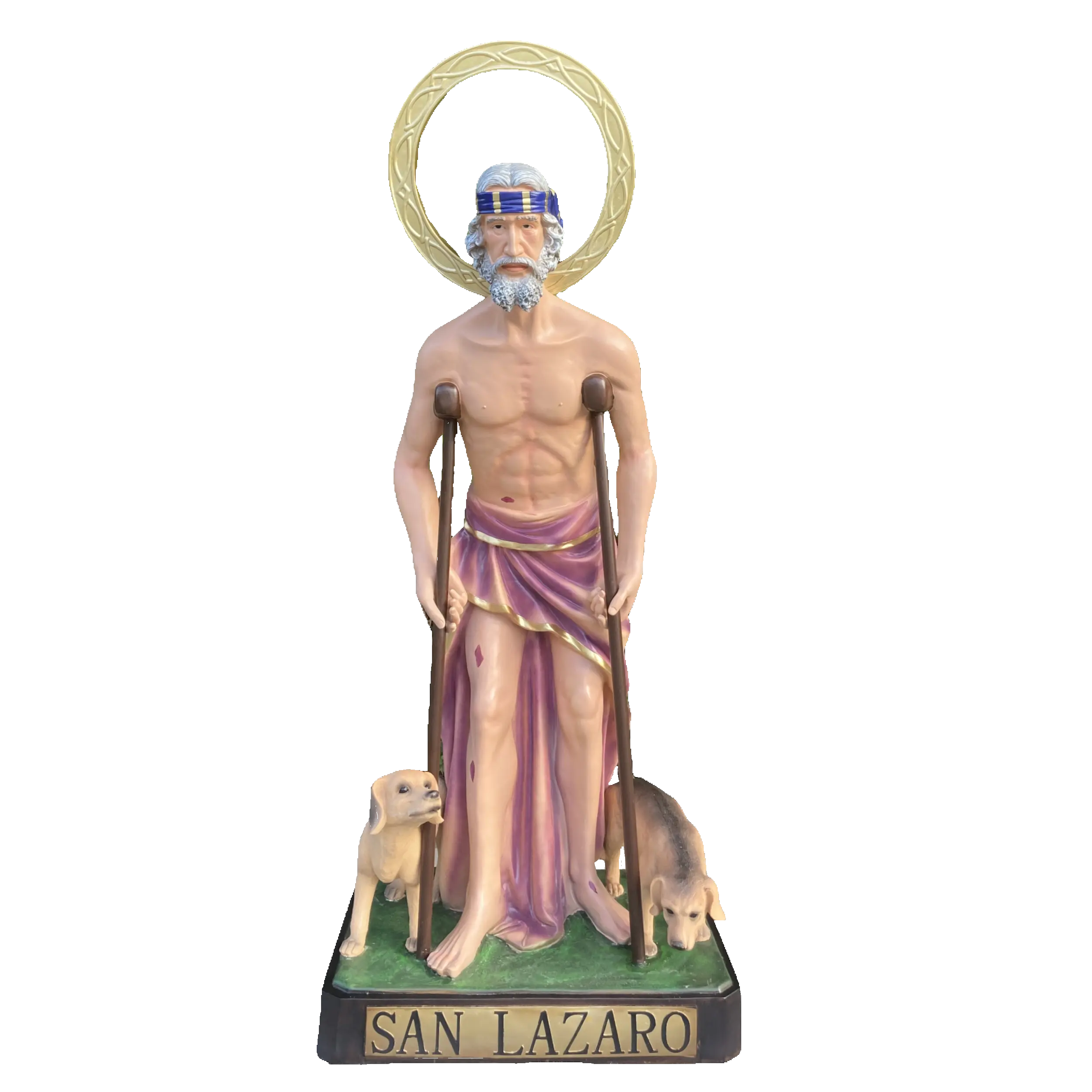 Figura católica jardín al aire libre Iglesia Católica decoración estatua de tamaño natural artesanía de resina San Lázaro estatua de San Lázaro