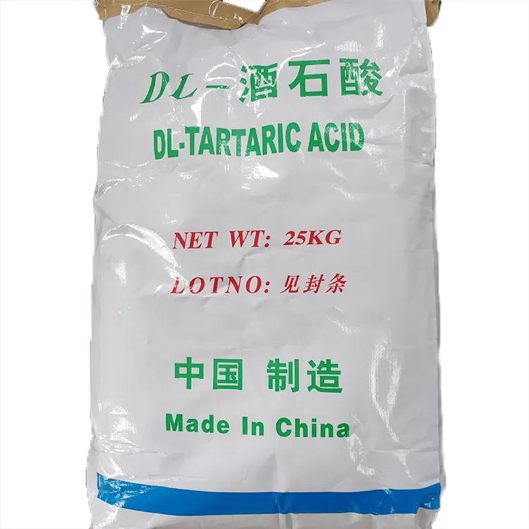 Precio de mercado 99,5 ingredientes de ácido tartárico reguladores de acidez polvo blanco 25kg PUREZA SUPERIOR