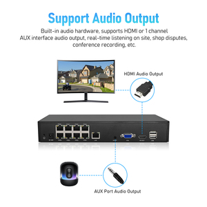 JideTech Cámara de Vigilancia IP de 4MP y 8 Canales, Kits NVR de 8 Canales, Sistema de Cámara CCTV POE Resistente al Agua, IP66, Compatible con Seetong de Audio Bidireccional