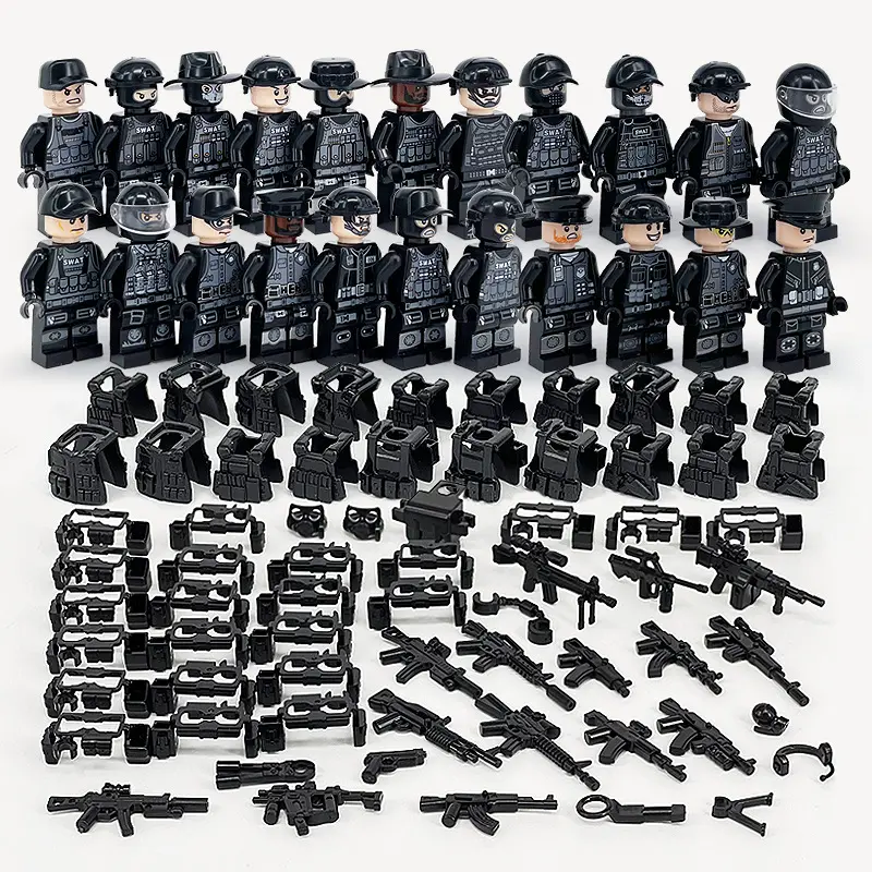 12 adet/takım askeri SWAT ekipleri şehir polis modeli yapı taşları kitleri tuğla oyuncaklar çocuklar için