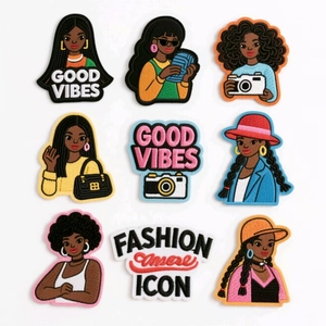 2025 Mới Hot phim hoạt hình thêu các bản vá lỗi tùy chỉnh màu đen Cô Gái sắt trên vá quần áo trang trí cô gái y tá thêu các bản vá lỗi - Product Image 4