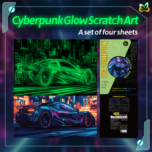 Cyberpunk ใหม่เรืองแสงในที่มืดรอยขีดข่วนออกภาพวาดจะส่องแสงรถจักรยานยนต์สปอร์ตรถหนังสือรอยขีดข่วนที่สร้างสรรค์ - Product Image 4