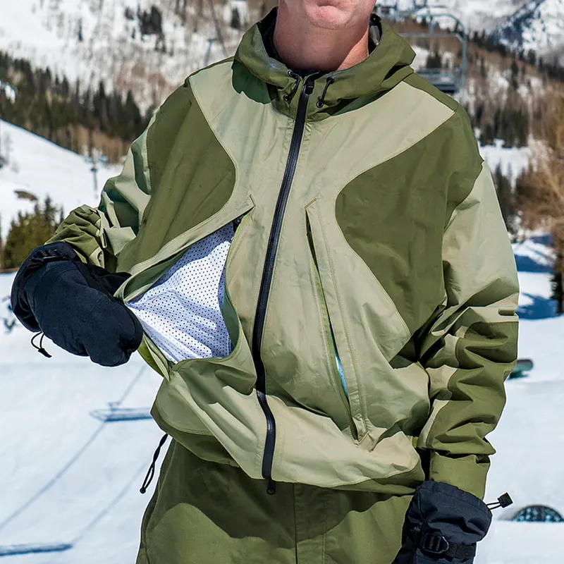 Chaqueta cortavientos impermeable ligera personalizada poliéster al aire libre nieve deporte Unisex chaqueta de esquí hombres