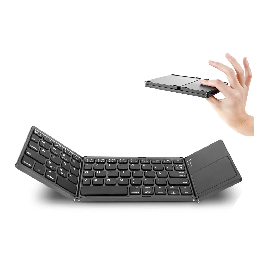 Mini Tastiera Pad Tablet Universale Pieghevole Tastiera Senza Fili sottile Ricaricabile Tastiera con Touchpad