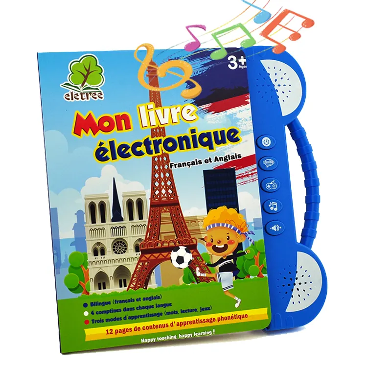 Eletree Vente en gros d'enfants électroniques apprenant des livres de jouets français pour les tout-petits