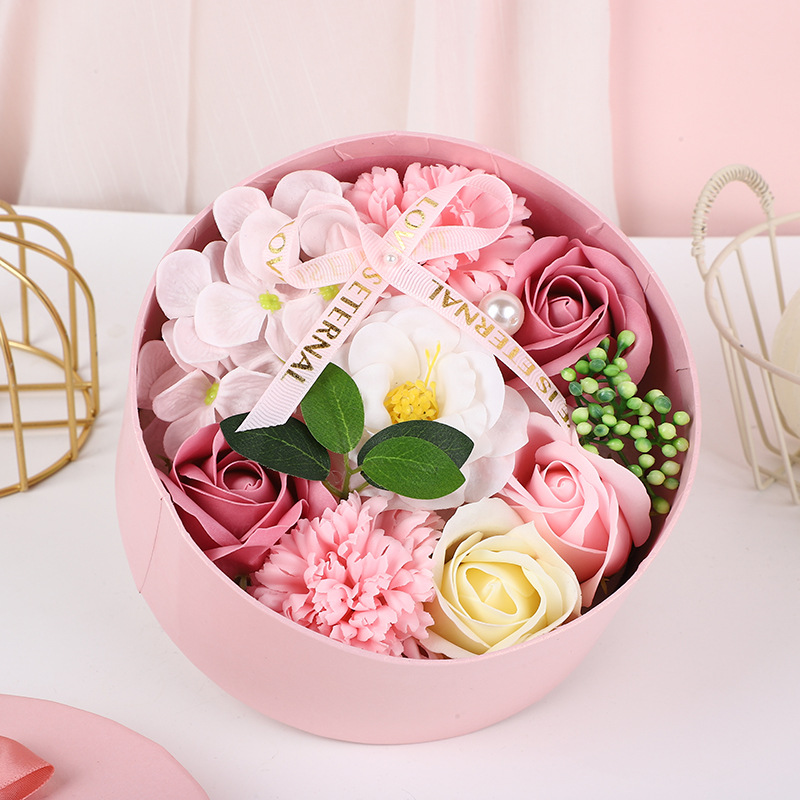 กล่องกลมเล็กดอกคามิเลียใหม่ (สีชมพู)