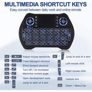 EASYTONE Mini teclado inalámbrico retroiluminado Touchpad Mouse Combo Control remoto Batería de iones de litio recargable Color mecánico