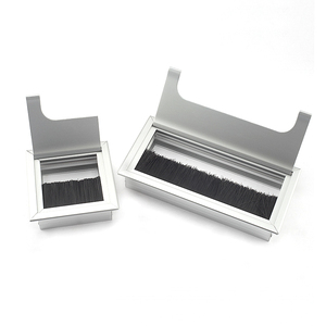 HRT家具五金铝矩形电缆管理，带刷电脑桌金属电线电缆垫圈，带盖 - Product Image 3