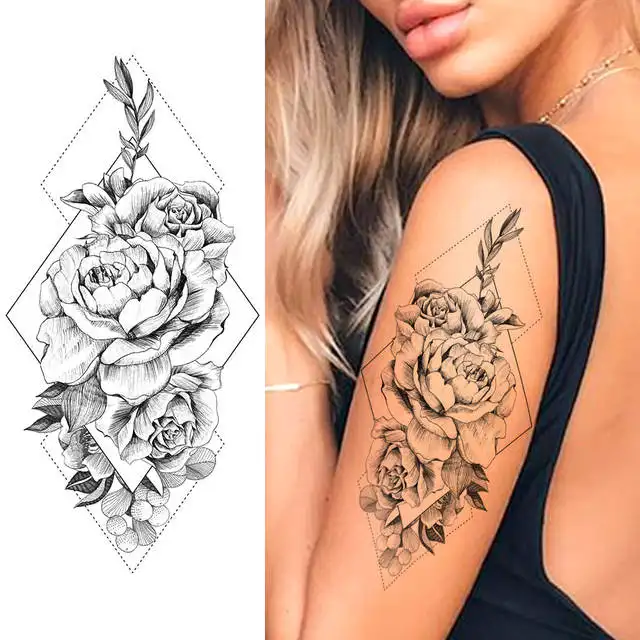 Autoadesivo del tatuaggio delle donne degli uomini temporanei impermeabili adesivi del tatuaggio Sexy del cranio grande del braccio pieno Flash tatuaggi falsi