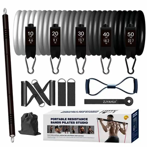 CHENGMO SPORTS 11PCS Resistance Bands Set with Workout Bar Pilates Bar Kit Exercise <strong>Elastic</strong> Bands with <strong>Handles</strong> and Door Anchor - Product Image 1
