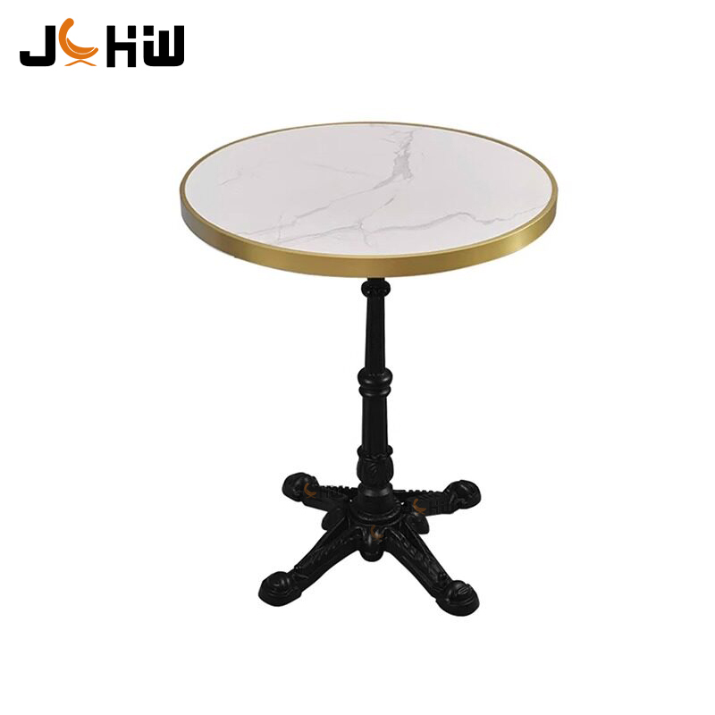 Round-Stainless steel table frame+rock slab table top