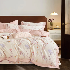 Print Bedding Set <strong>400</strong> Thread Count <strong>Percale</strong> Cotton Vibrant Bohemian Pattern Quit Cover with Zipper Closure - Product Image 1