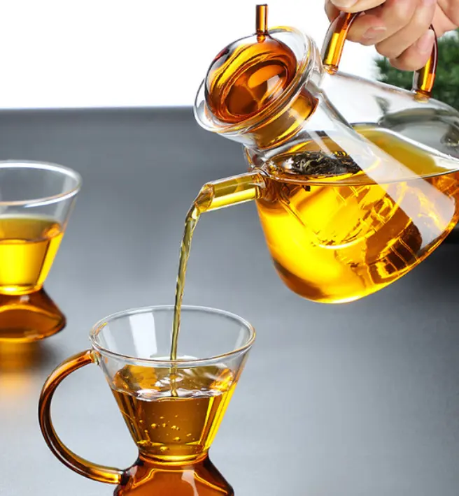 ผลิตภัณฑ์ใหม่ชุดกาน้ำชากาแฟยุโรปเหนือสไตล์มูลค่าสูงทนความร้อนกาน้ำชาแก้ว