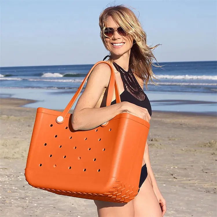 Bolsas de borracha para praia, sacola pequena de eva laranja para mulheres, bolsa de praia, verão de 2023