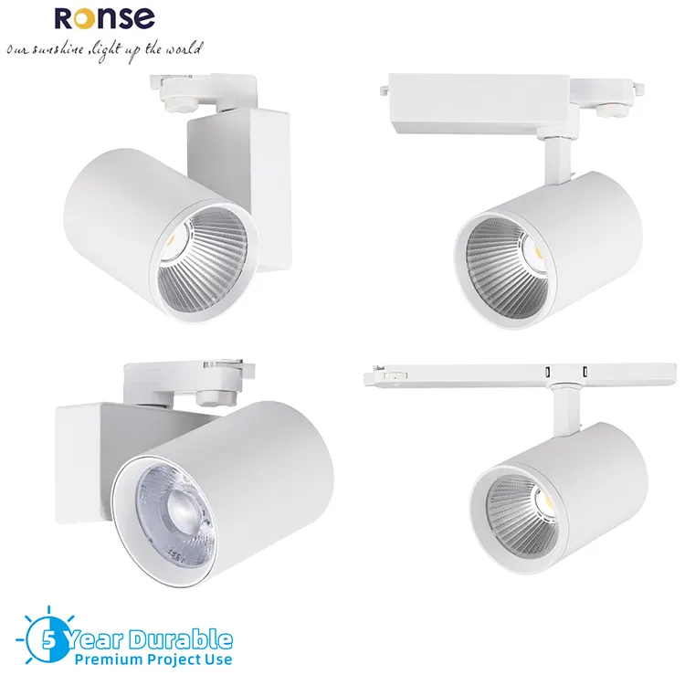 Ronse איכות העליון מתכווננת הוביל מסלול אור fixture דיור 20w 30w הרכבת חנות חנות מיקוד dmmable cob הוביל מסלול ספוט אור