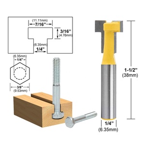 1/2 "1/4" Shank t-slot kesici yönlendirici Bit seti anahtar delikli yakıt deposu kapağı Bit Hex cıvata T freze ahşap için kesici ağaç İşleme aleti - Product Image 1