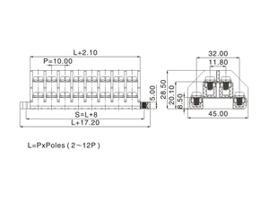 XLCF 4-XX-02端子間隔10mm 4mm ² Max 30A高電流真鍮端子ブロック - Product Image 5