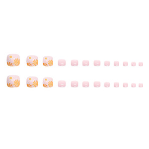 Wholesale 24pcs/Set Simple French Toe Nails Press on Design Flower French Print Luxury <strong>Full</strong> Cover Foot Press on Toe Nail <strong>Tips</strong> Na - Product Image 5