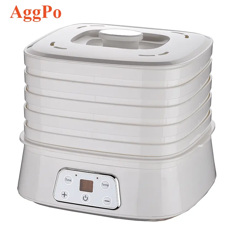 Máquina deshidratadora de alimentos Temporizador de temperatura ajustable Deshidratadores de 5 bandejas para alimentos y golosinas para perros Hierbas Snacks LED