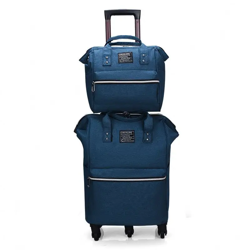 Mochila de bagagem para carrinho de viagem, bolsa multifuncional elegante com 4 rodas