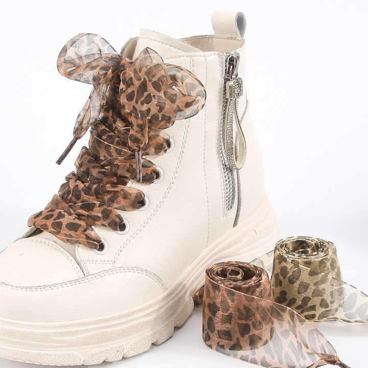 מותאם אישית שיפון דפוס בעלי חיים shoelaces פוליאסטר שטוחים laces נמר דפוס נמר נמר leopard עבור נעליים