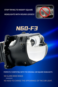 Süper parlak 80w Led kare Lens projektör 3 inç Bi Led projektör Lens lazer Bi led projektör sarı ışık sis farları - Product Image 5