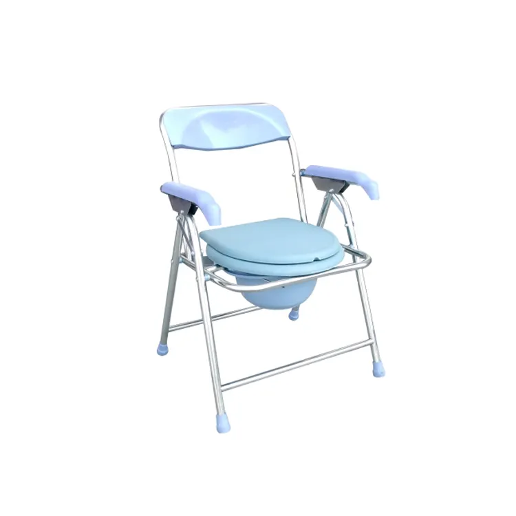 Tragbare klappbare ältere behinderte medizinische Aluminium-Dusch kommode Caregiver Toiletten stuhl mit Sitz