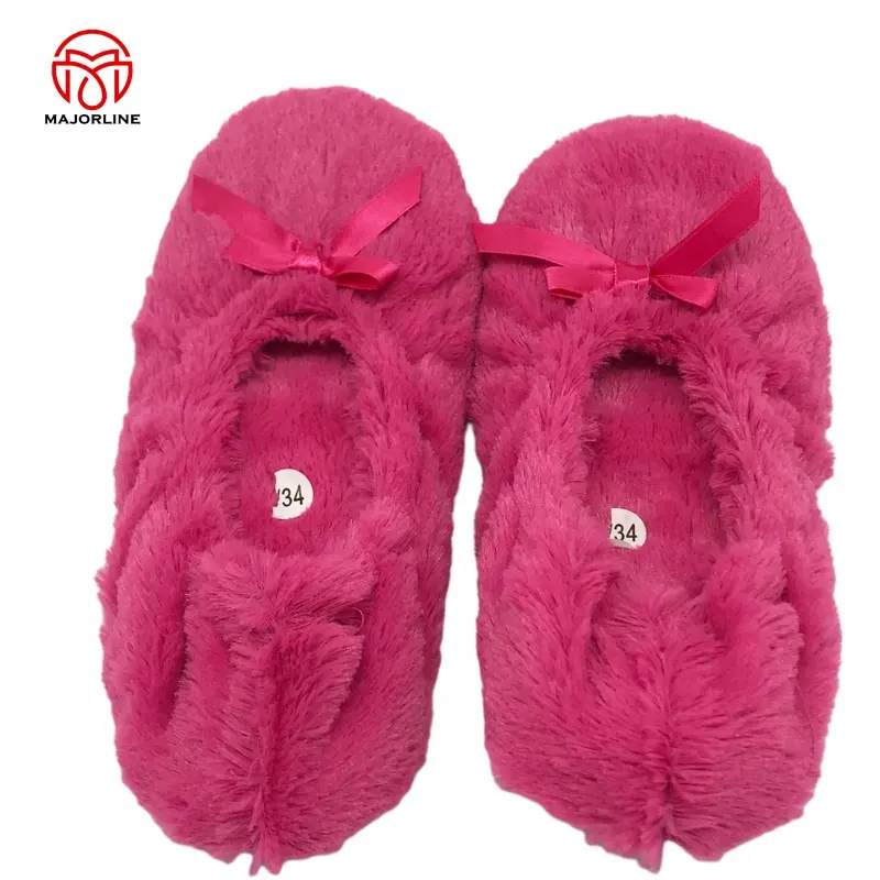 Pantoufles de ballerine en velours molletonné sherpa pour femmes, semelle extérieure en peluche en forme de cœur, promotion OEM