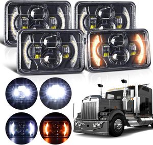 ไฟหน้า LED 4x6 LED ลำแสงสัญญาณ DRL รถบรรทุกสีดำสี่เหลี่ยมผืนผ้าอะไหล่ H4651 H4652 H4656 H6545 H4666สำหรับ K - Product Image 1