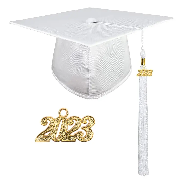High School Shiny Cheap AdultWhite Vestido y gorra de Graduación