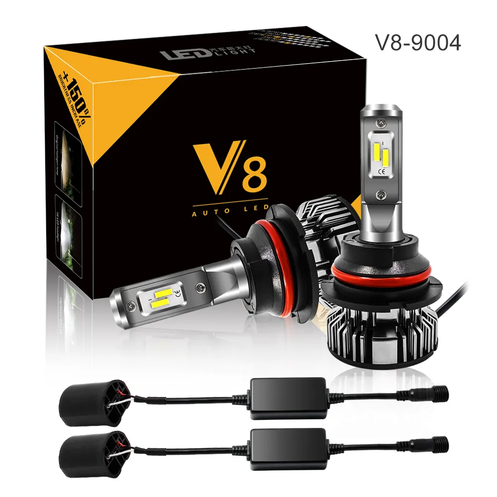 V8-9004 faro a LED in alluminio per sistema di illuminazione automatica lampadina abbagliante anabbagliante luce anteriore a LED per Auto per veicoli fari a Led 4 lati