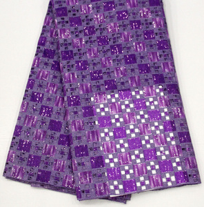 Bán Sỉ Vải Ren Kim Sa Vải Tuyn Thêu Đính Cườm Vải Ren Tiệc Cưới Châu Phi Màu Xanh Dương Hoàng Gia - Product Image 5