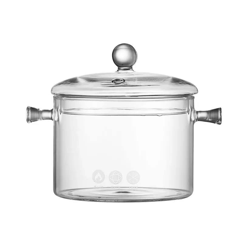 Gran oferta, nuevo diseño, olla de vidrio de borosilicato, juego de utensilios de cocina con mangos de madera