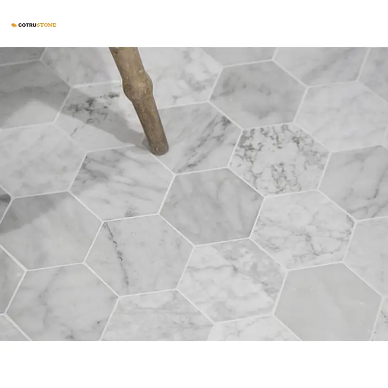 Kích Thước Lớn Matt Hexagon Siêu Trắng Đá Cẩm Thạch Gạch Khảm Giá Tùy Chỉnh Gạch Lát Sàn Phòng Tắm