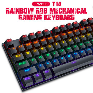 T-WOLF T17 Mechanical <strong>Keyboard</strong> 104 Keys Wired USB Computer <strong>Desktop</strong> Green Axis Backlit Gaming <strong>Keyboard</strong> - Product Image 3