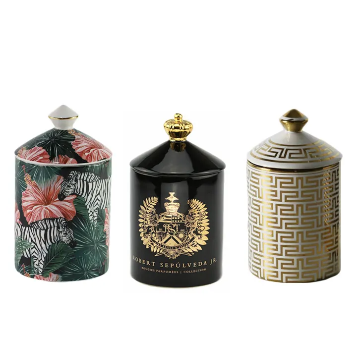 Ensemble de boîtes cadeau personnalisées, pot de bougies décoratives uniques en céramique avec ou sans luxe, bougies de soja parfumées