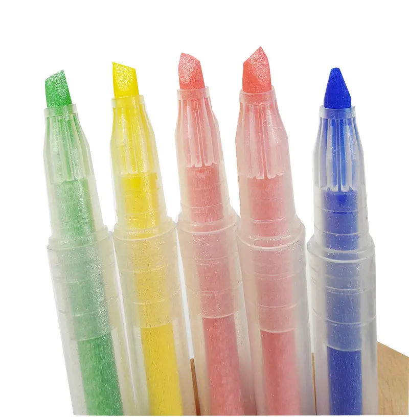 Cincel Tip Custom Glitter Fluorescente Ink Highlighter Rotuladores Colores surtidos Paquete de 5 en la escuela Hogar u oficina