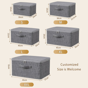 Storage Bins with Zipper Portable Kids <strong>Toy</strong> Storage Boxes With Handles Linen Clothes Storage <strong>Box</strong> for Cabinet - Product Image 6